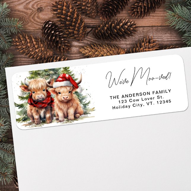 Cosy Highland Cow Return Address Holiday Moving Label (Creator Uploaded)