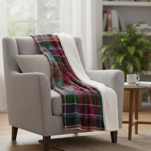 Cosy Highland Plaid - Rustic Red & Green Tartan Fleece Blanket