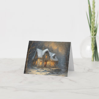 Cosy holiday card with stone cottage