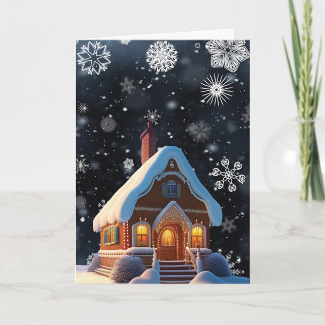 Cosy Holiday Gingerbread Cottage Card (Front)