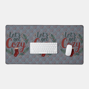 Cosy Holiday Pine Berry Lettering Desk Mat