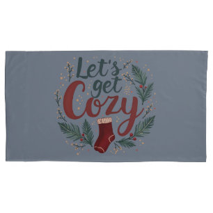 Cosy Holiday Pine Berry Lettering Pillowcase