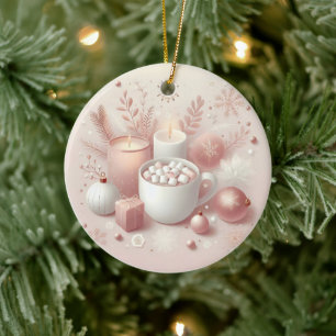 Cosy Holiday Soft Pastel Blush Pink Ceramic Ornament
