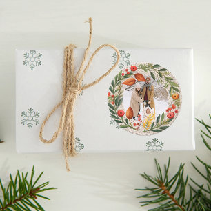 Cosy Holiday Wreath Photo Frame  Classic Round Sticker