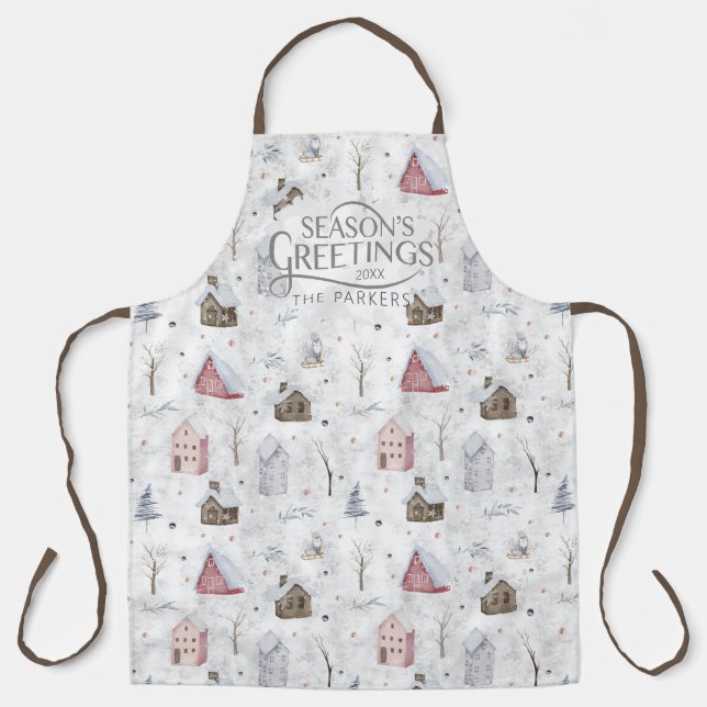 Cosy Home Christmas Pink ID985 Apron (Front)