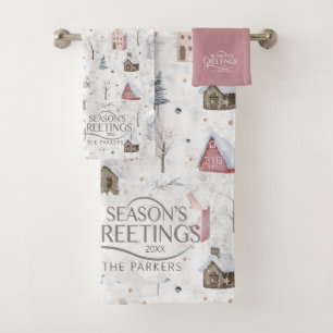 Cosy Home Christmas Pink ID985 Bath Towel Set