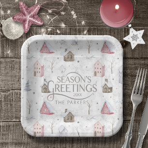 Cosy Home Christmas Pink ID985 Paper Plate