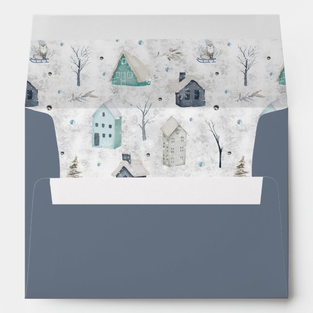 Cosy Home Christmas Teal/Blue ID985 Envelope (Back (Bottom))