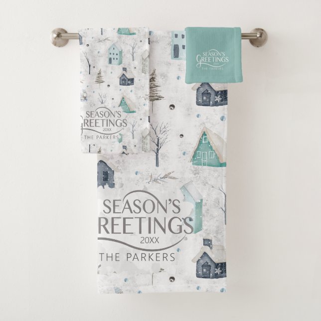 Cosy Home Christmas Teal ID985 Bath Towel Set (Insitu)