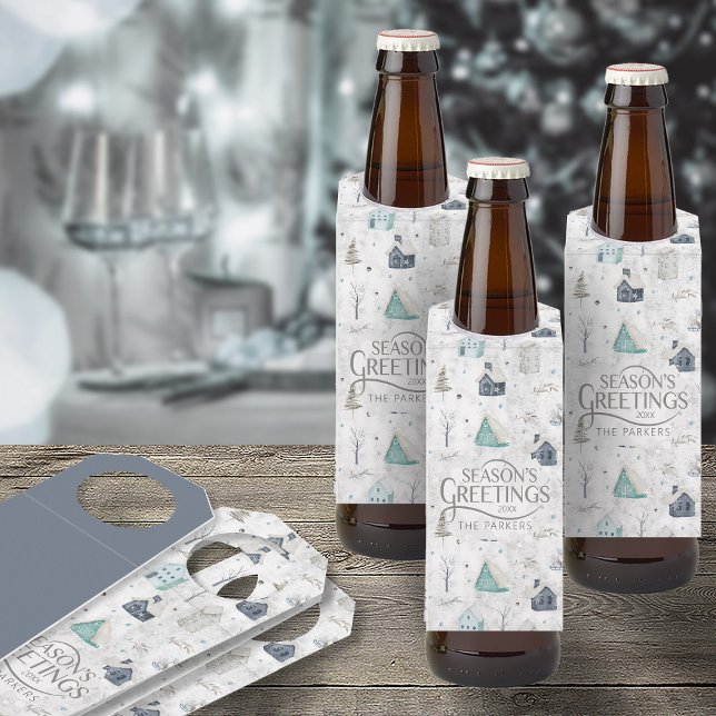 Cosy Home Christmas Teal ID985 Bottle Tag (Front/Back In Situ)