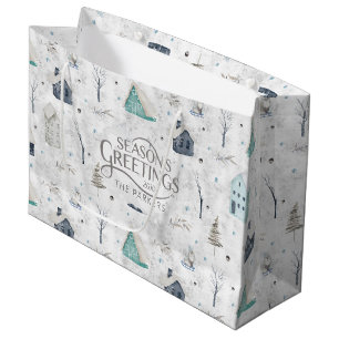 Cosy Home Christmas Teal ID985 Large Gift Bag