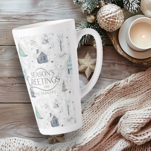 Cosy Home Christmas Teal ID985 Latte Mug (Creator Uploaded)