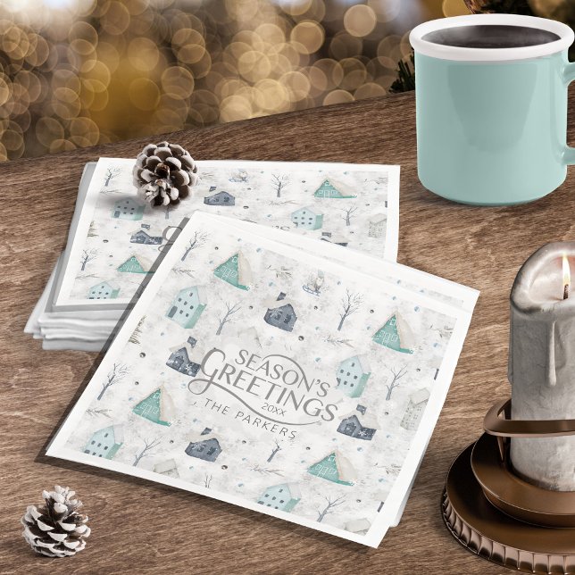 Cosy Home Christmas Teal ID985 Napkin (Creator Uploaded)