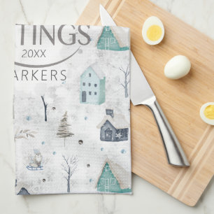 Cosy Home Christmas Teal ID985 Tea Towel