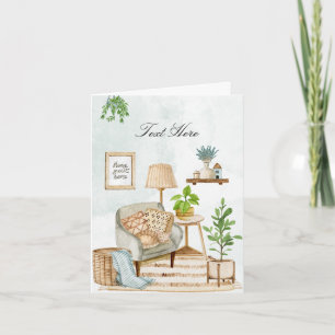 Cosy home interior with plants card