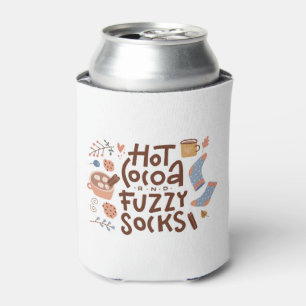Cosy Hot Cocoa and Fuzzy Socks Design Can Cooler