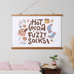 Cosy Hot Cocoa and Fuzzy Socks Design Hanging Tapestry