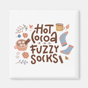 Cosy Hot Cocoa and Fuzzy Socks Design Magnet