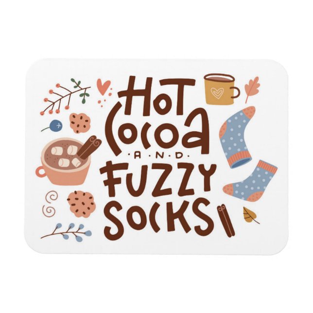 Cosy Hot Cocoa and Fuzzy Socks Design Magnet (Horizontal)