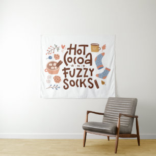 Cosy Hot Cocoa and Fuzzy Socks Design Tapestry