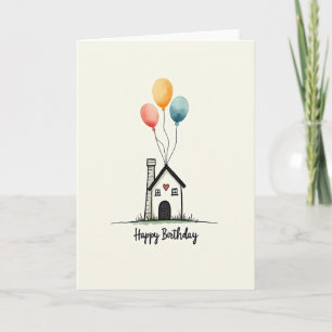 Cosy House Birthday Card