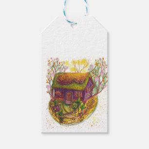 cosy house illustration gift tags