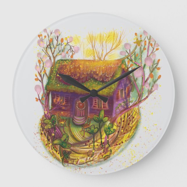 cosy house illustration  large clock (Front)