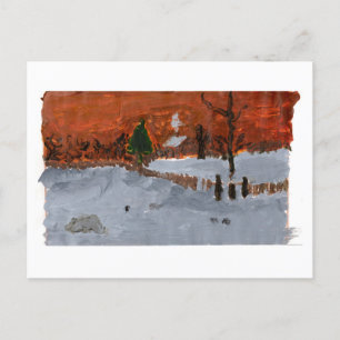 Cosy house in snowy landscape postcard