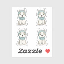 Cosy Husky Illustration - Custom-Cut Vinyl Sticker