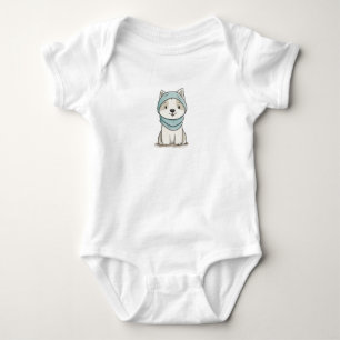 Cosy Husky Illustration - Custom-Cut Vinyl Sticker Baby Bodysuit