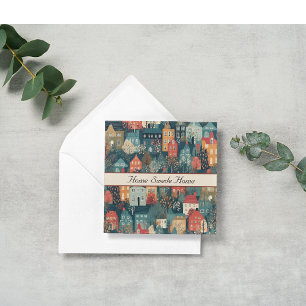 Cosy Hygge Village Nordic Folk Art, custom Invitation