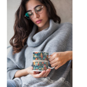 Cosy Hygge Village Nordic Folk Art, custom Two-Tone Coffee Mug