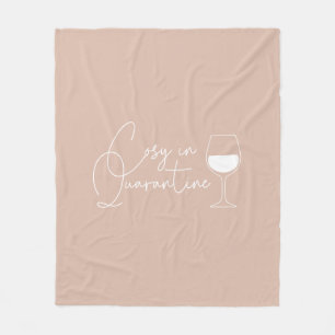 Cosy in Quarantine Wine Blush Pink Fleece Blanket
