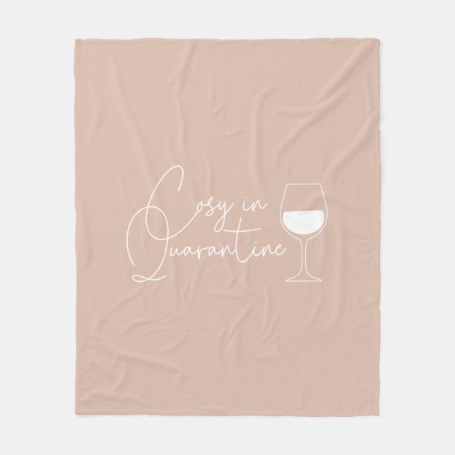 Cosy in Quarantine Wine Blush Pink Fleece Blanket (Front)