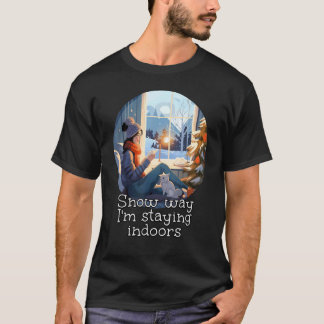 Cosy indoor with Cat and Books for Winter Season L T-Shirt