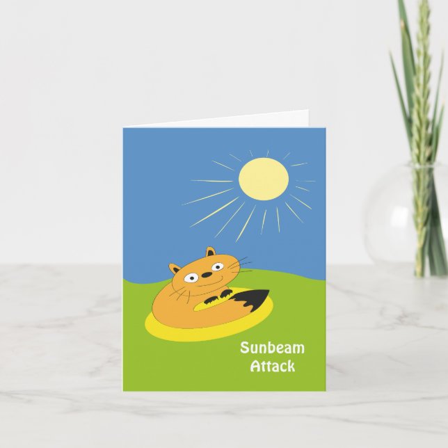 Cosy Introvert Cat Sunbeam Humour Illustration Card (Front)