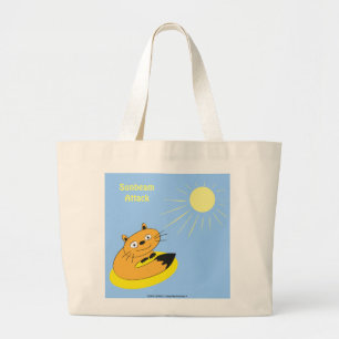 Cosy Introvert Cat Sunbeam Humour Illustration Large Tote Bag