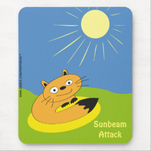 Cosy Introvert Cat Sunbeam Humour Illustration Mouse Pad