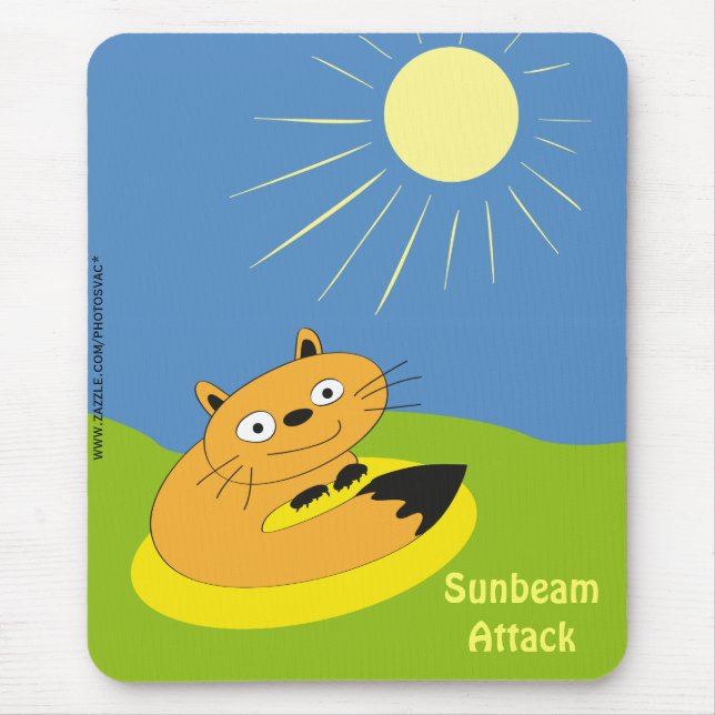 Cosy Introvert Cat Sunbeam Humour Illustration Mouse Pad (Front)