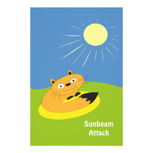 Cosy Introvert Cat Sunbeam Humour Illustration Photo Print