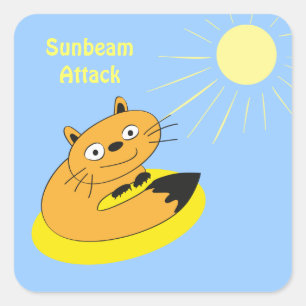 Cosy Introvert Cat Sunbeam Humour Illustration Square Sticker
