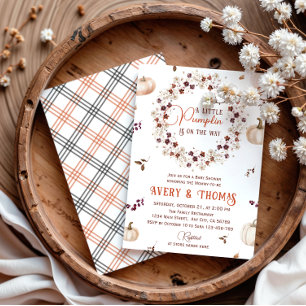 Cosy Ivory Pumpkin Floral Baby Shower Invitation