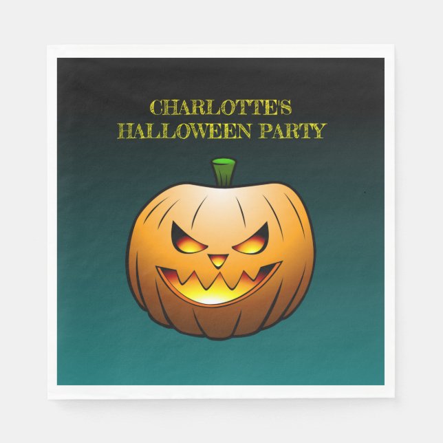 Cosy Jack o'lantern Halloween Pumpkin Napkin (Front)