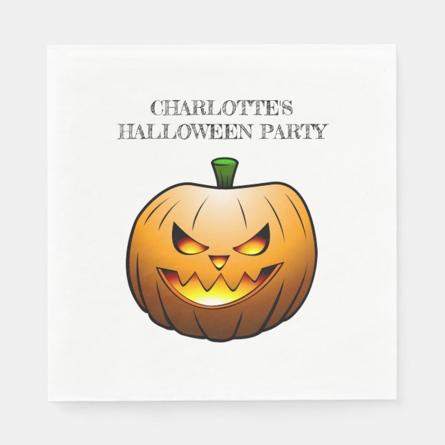 Cosy Jack o'lantern Halloween Pumpkin Napkin (Front)