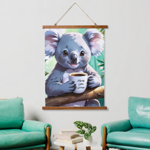 Cosy Jungle Koala Coffee Hanging Tapestry