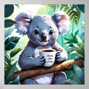 Cosy Jungle Koala Coffee Poster