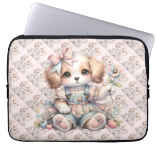 Cosy Kawaii Cottagecore Farmcore Puppy Style Laptop Sleeve