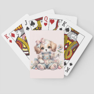 Cosy Kawaii Cottagecore Farmcore Puppy Style Playing Cards