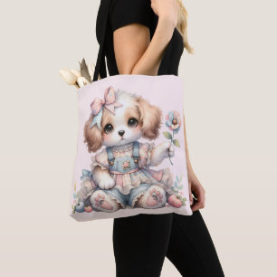 Cosy Kawaii Cottagecore Farmcore Puppy Style Tote Bag