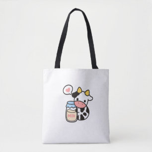 Cosy Kawaii Cow & Milk Jar Tote Bag